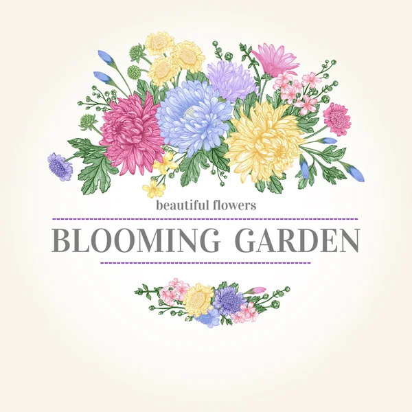 bir buket çiçek ile kart.