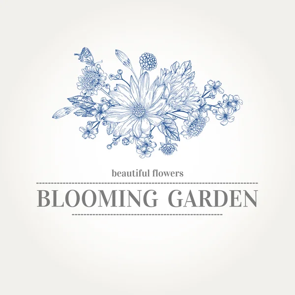 bir buket çiçek ile kart.