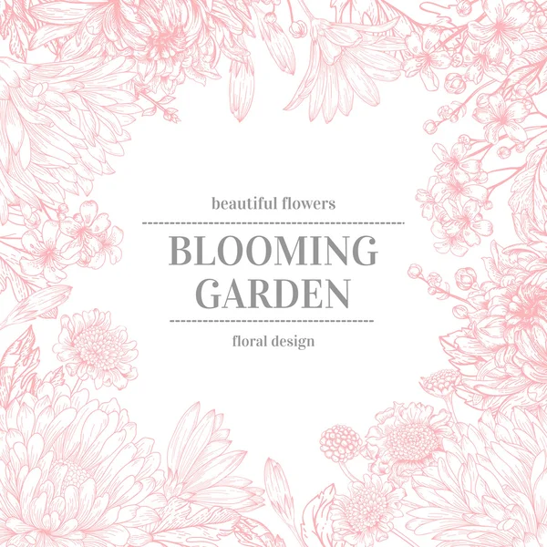 Bahçe çiçekli çerçeve