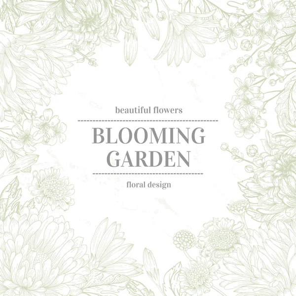 Bahçe çiçekli çerçeve