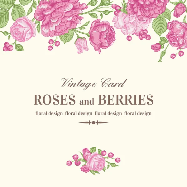 Invitation de mariage avec des roses — Image vectorielle