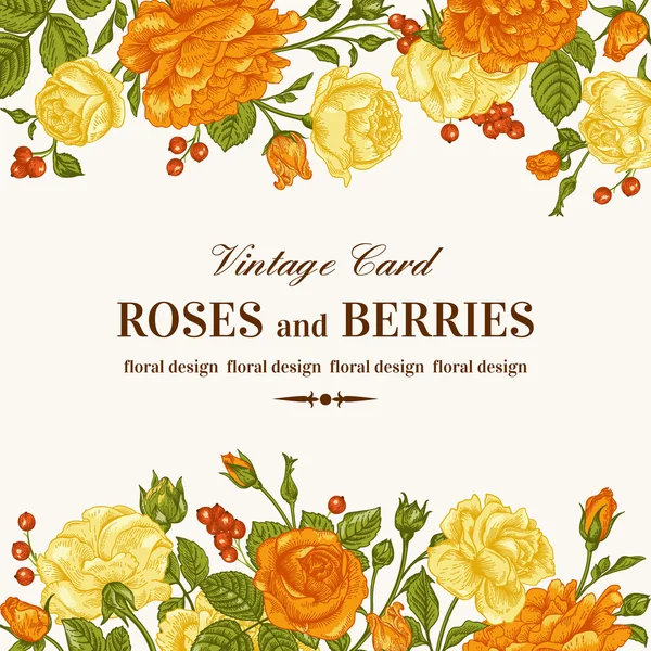 Invitación de boda con rosas — Vector de stock