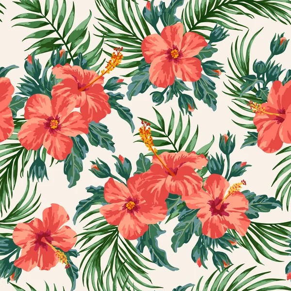 Hojas y flores tropicales — Vector de stock