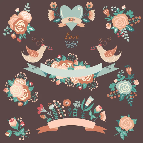 Hand drawn floral collection Stock Vector