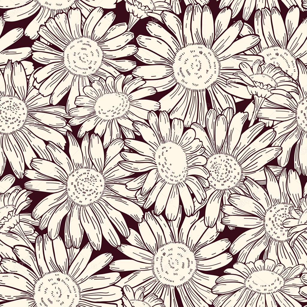 Seamless daisies pattern.