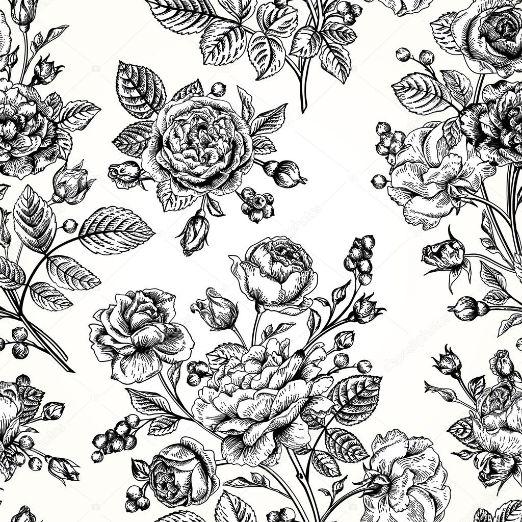 Pattern with roses.