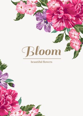 Renkli çiçekler ile davet.