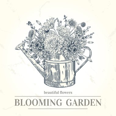 çiçekler ve bakır bir sulama olabilir.