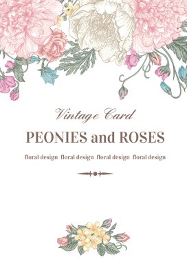 Foral card with garden flowers. clipart