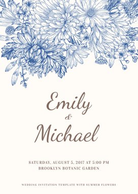 Bahçe çiçekli kart.