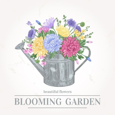 çiçekler ve bakır bir sulama olabilir.