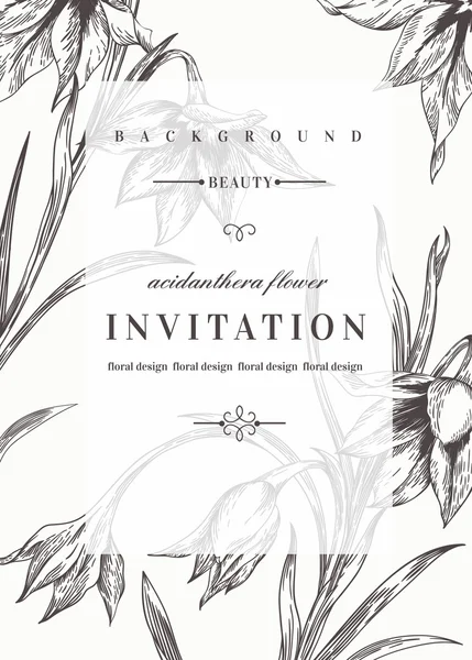 Πρόσκληση γάμου με λουλούδια. — Διανυσματικό Αρχείο