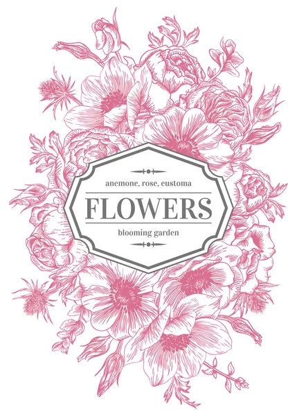 Hochzeitskarte mit Blumen. — Stockvektor