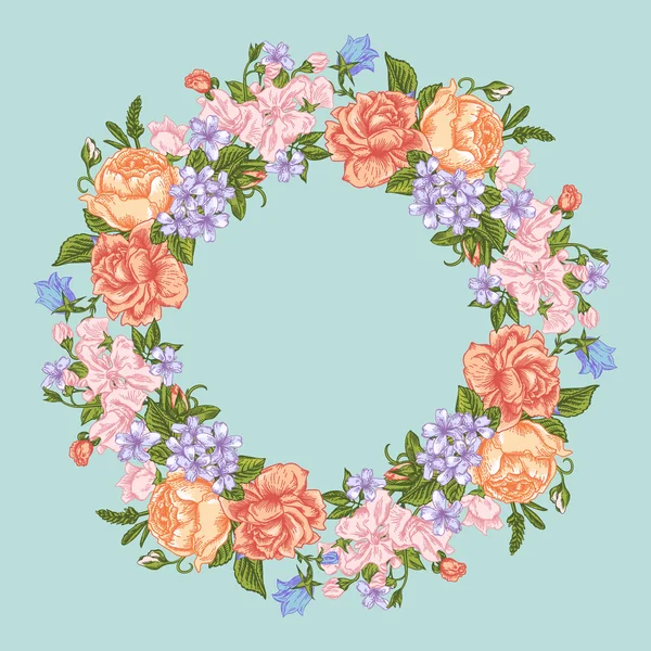 Cadre rond floral. — Image vectorielle