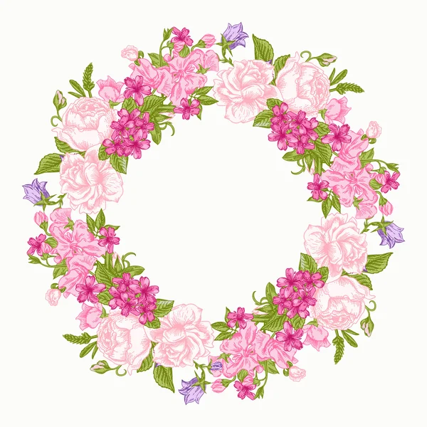Floral round frame. — Stock Vector