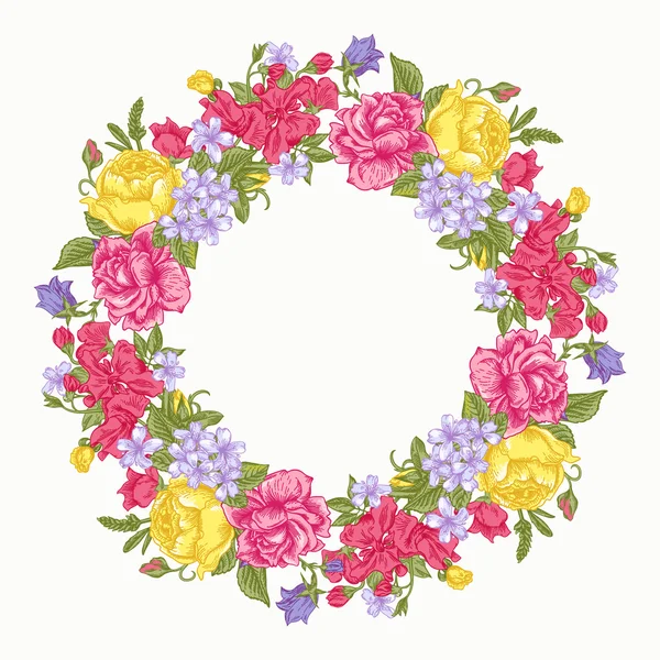 Marco redondo floral. — Vector de stock