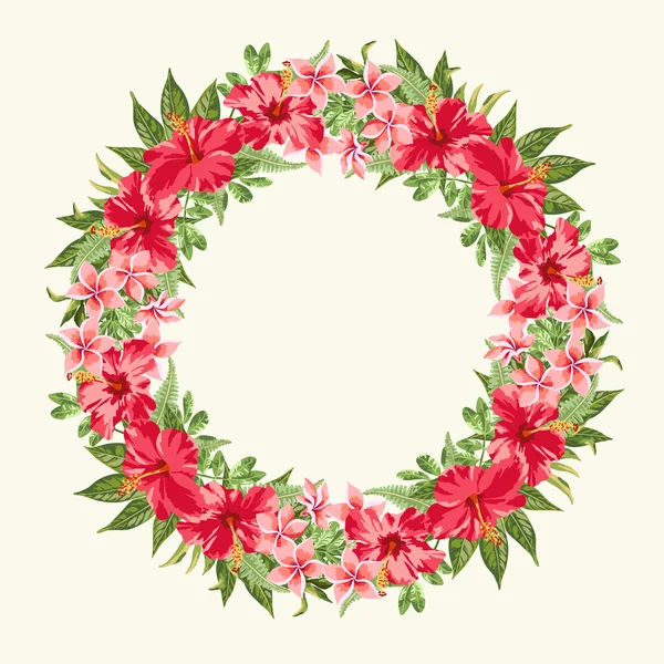 Cadre avec fleurs d'hibiscus — Image vectorielle