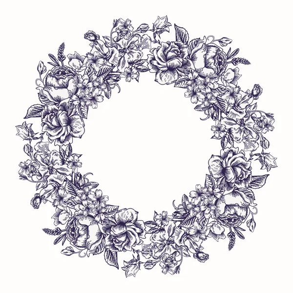 Cadre rond floral. — Image vectorielle