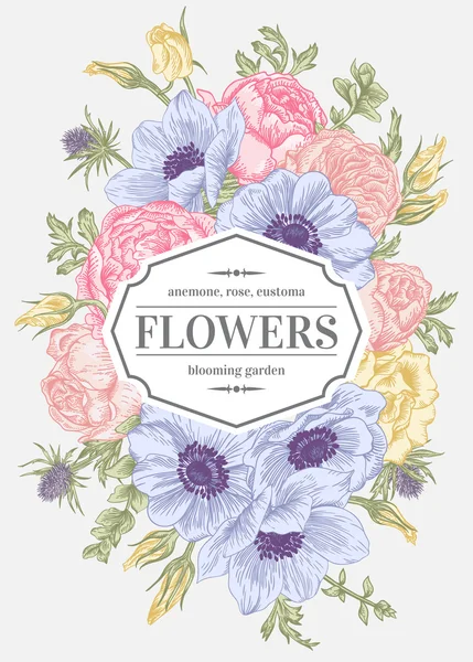 花の結婚式カード. — ストックベクタ