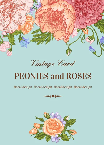 Carte florale vintage . — Image vectorielle