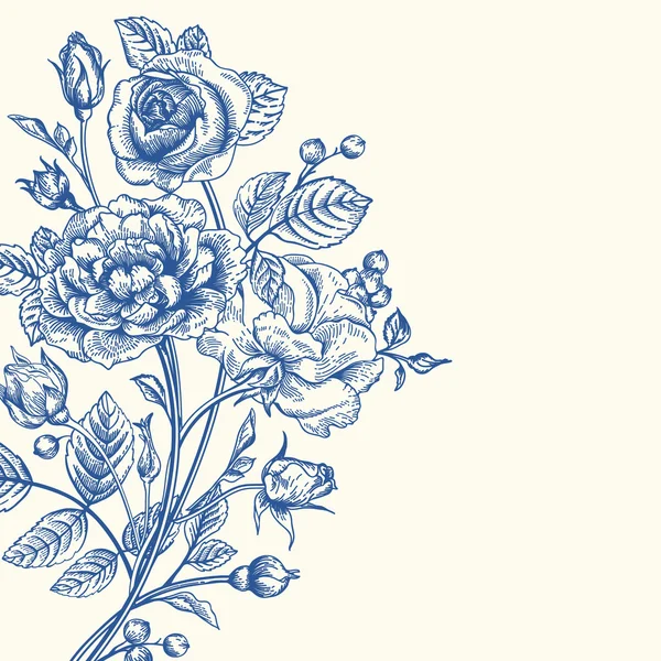 Fond avec un bouquet de roses . — Image vectorielle