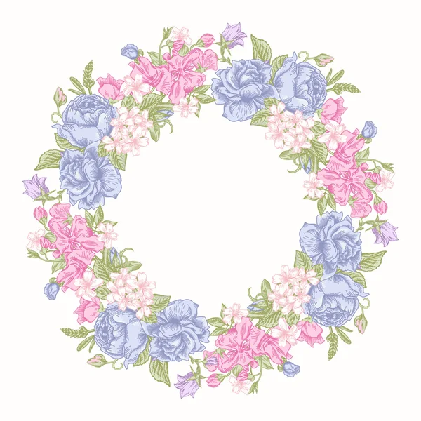 Floral round wreath. — Stock Vector