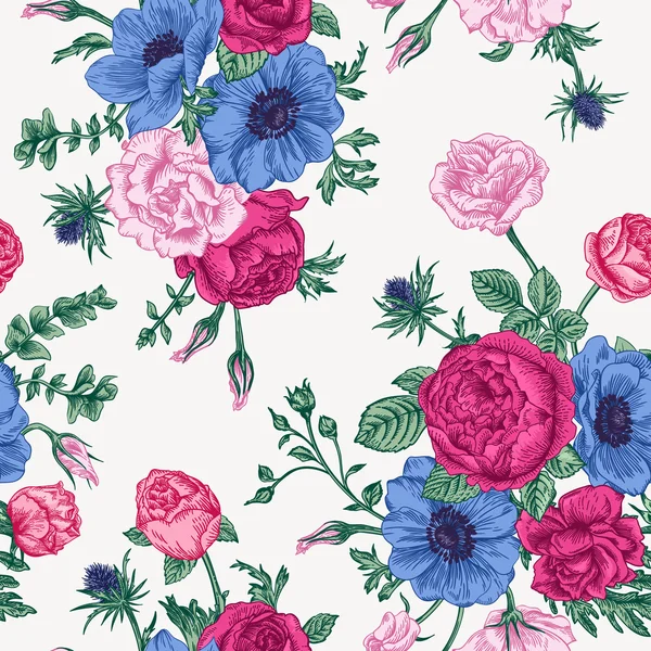 Bahçe çiçekli kart.