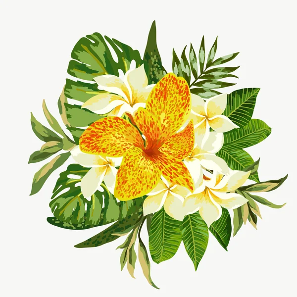 Ramo de flores tropicales. — Vector de stock