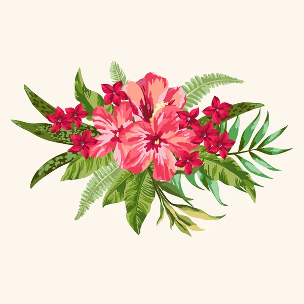 Boeket van tropische bloemen. — Stockvector