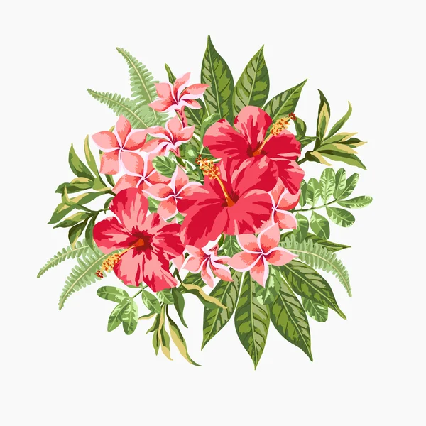 Bouquet di fiori tropicali. — Vettoriale Stock