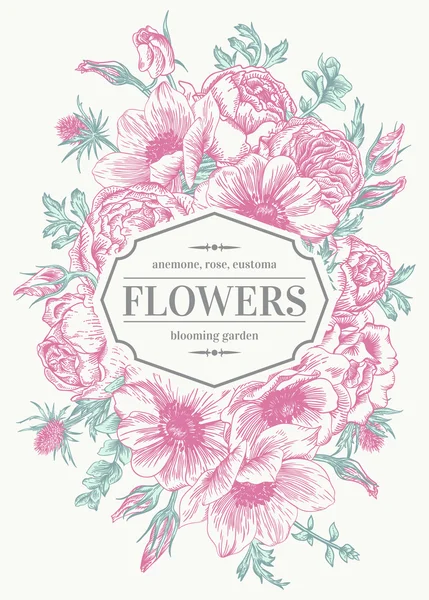 Wedding card with flowers. — Stock Illustration Wedding card with flowers. Stock Illustration