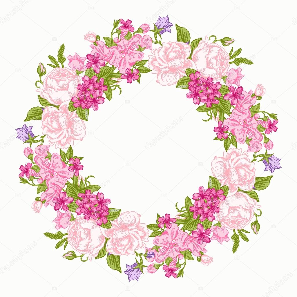 Floral round frame.