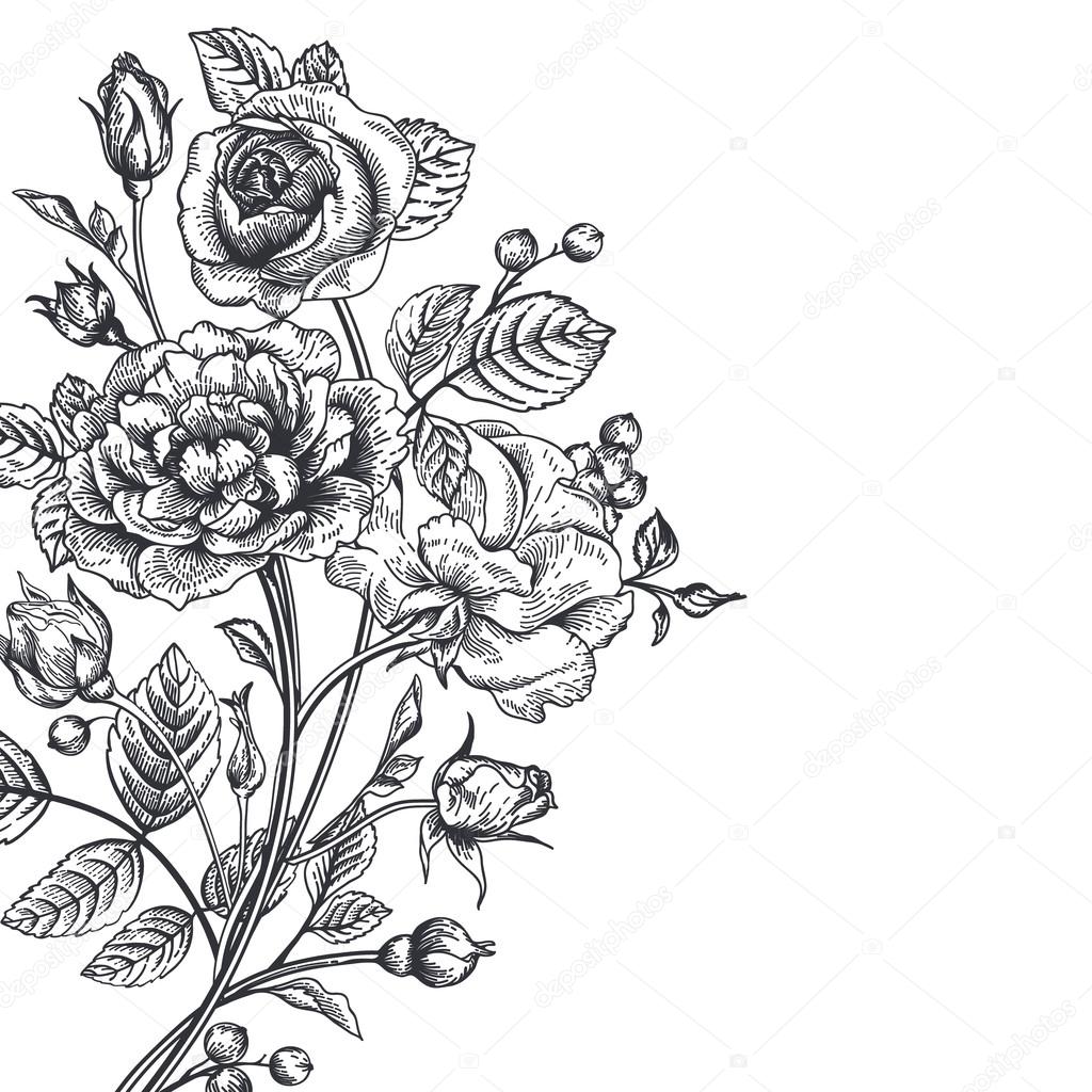 Background with a bouquet of roses.