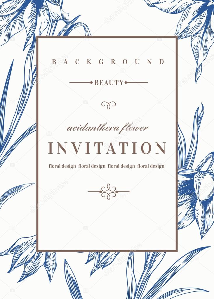 Wedding invitation  with flowers.