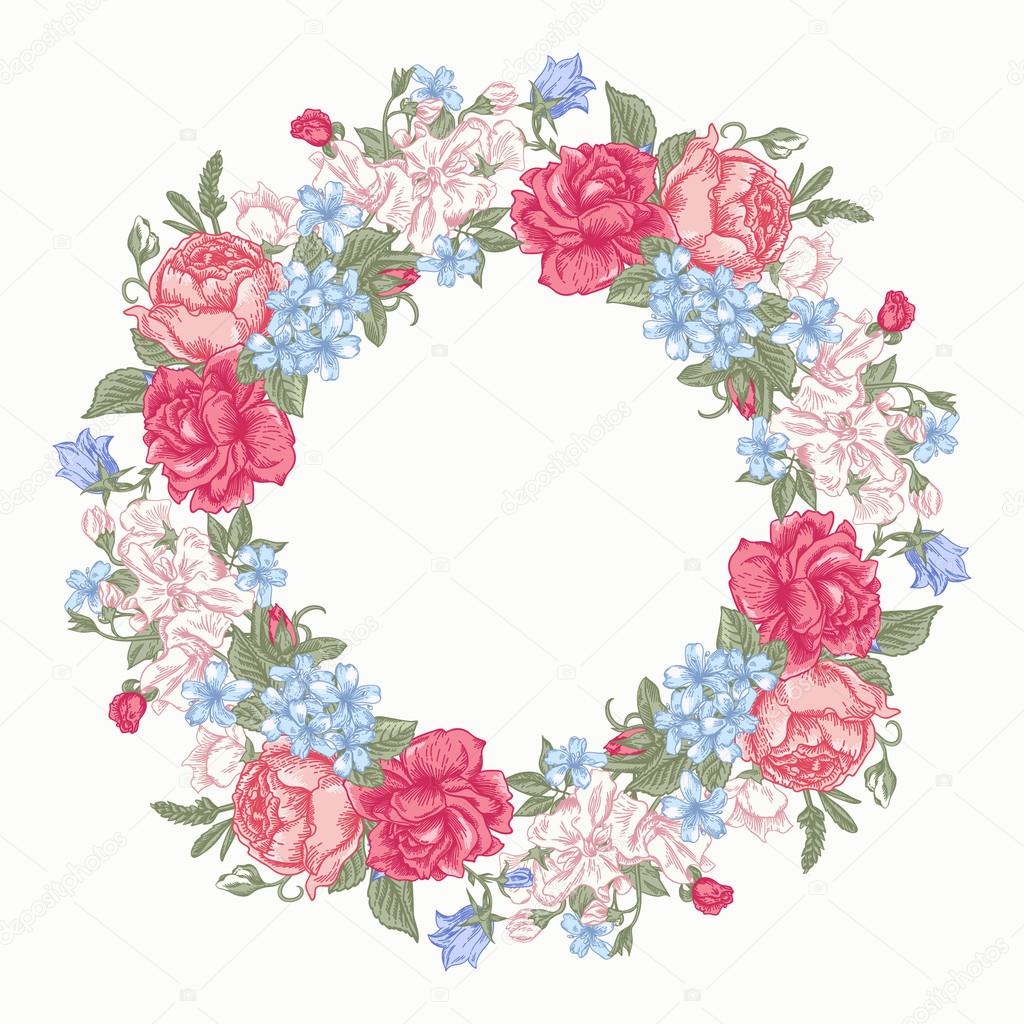 Floral round frame.