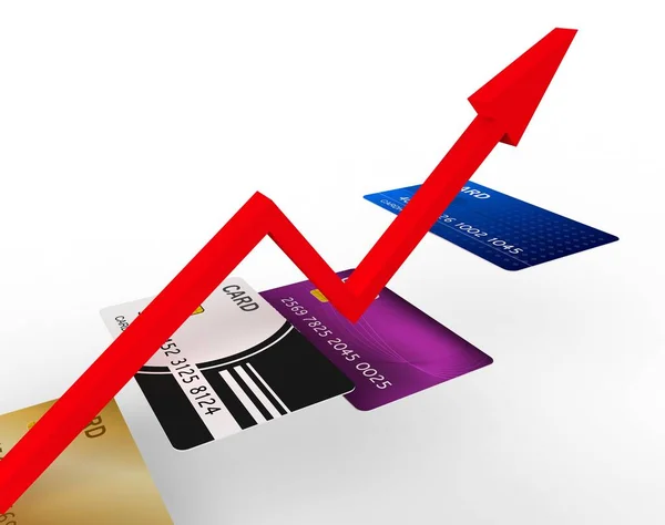 Hospodářský Růst Kreditní Karty Kreditní Karty Digitální Peníze Stock Obrázky