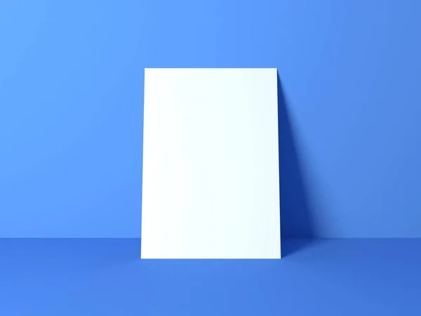 Mokup メジャーA4 ホワイトシート ブルー背景 3Dイラスト — ストック写真