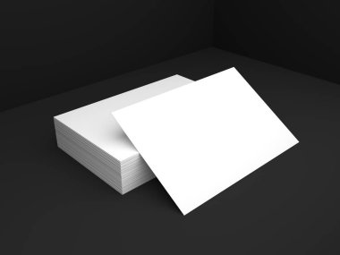 Koyu arkaplanda beyaz kartvizit, şık baskılı kartvizit, şirket kimliği.,