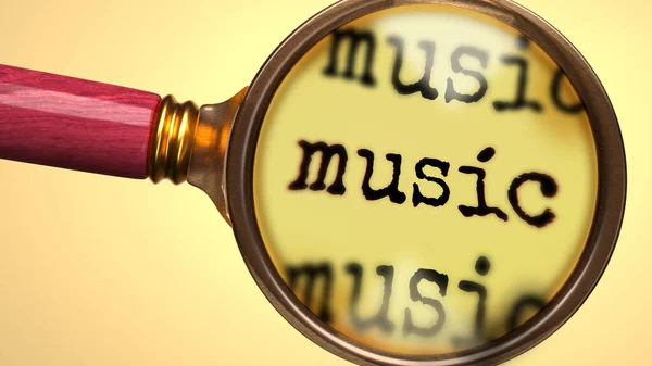 Examine Estudie Música Mostrada Como Una Lupa Música Palabras Para — Foto de Stock