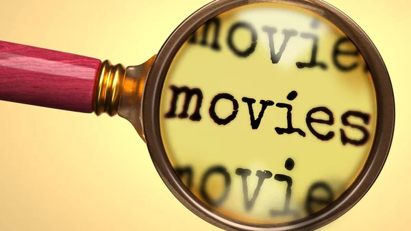 Onderzoek Studie Films Toonde Als Een Vergrootglas Woord Films Symboliseren — Stockfoto