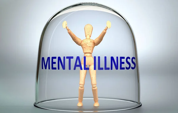 Mental Illness Can Separate Person World Lock Isolation Limits Pictured — Stock Photo, Image