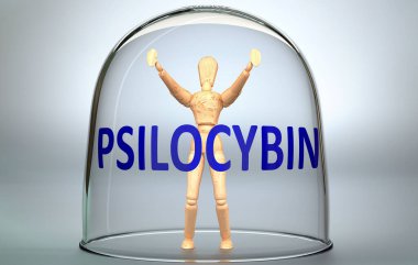 Psilosibin bir insanı dünyadan ayırabilir ve bir insan figürü olarak resmedilmiş bir izolasyona kilitlenebilir.