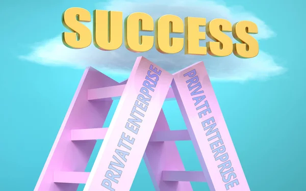 Private Enterprise Ladder Die Leidt Tot Succes Hoog Lucht Symboliseren — Stockfoto