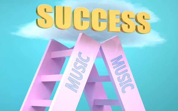 Escalera Musical Que Conduce Éxito Alto Del Cielo Para Simbolizar — Foto de Stock