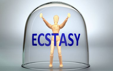 Ecstasy bir insanı dünyadan ayırabilir ve sınırlayan ve zapt eden görünmez bir izolasyon içine kilitlenebilir - bir insan figürü olarak resmedilmiş bir ekstazi, 3 boyutlu illüstrasyon ile