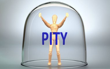 Merhamet bir insanı dünyadan ayırabilir ve sınırlayan ve sınırlayan görünmez bir izolasyon içine kilitlenebilir. Bir camın içinde bir insan figürü olarak resmedilmiş.