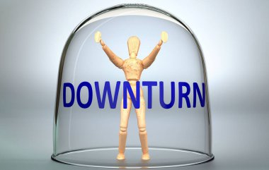 Çöküş bir insanı dünyadan ayırabilir ve bir bardağın içine kilitlenmiş bir insan figürü gibi gösterilen ve sınırlayan görünmez bir izolasyon içine kilitlenebilir.