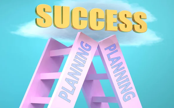 Planning Ladder Leads Success High Sky Symbolize Planning Very Important — Stock Photo, Image