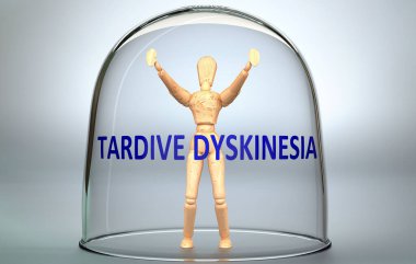 Tardiv diskinezisi bir insanı dünyadan ayırabilir ve bir bardağın içinde Tardiv diskinezisi, 3 boyutlu bir illüstrasyonla bir insan figürü olarak resmedilmiş bir izolasyona kilitlenebilir.