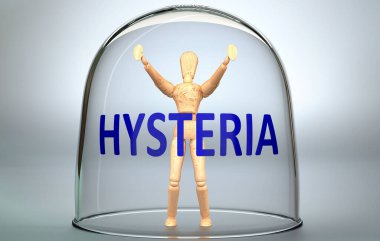 Histeri bir insanı dünyadan ayırabilir ve sınırlayan ve zapt eden görünmez bir izolasyona kilitlenebilir - bir insan figürü olarak resmedilmiş histerik bir ifadeyle, 3 boyutlu bir illüstrasyonla